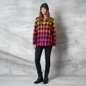 Upcycled Plaid Flannel Shirt hand dyed sz large